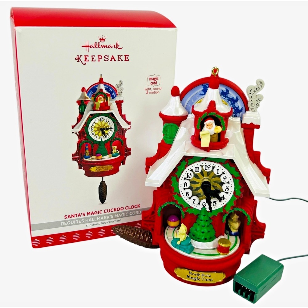 Hallmark Santa's Magic Cuckoo Clock Ornament 2016 Limited Ed Repaint Red